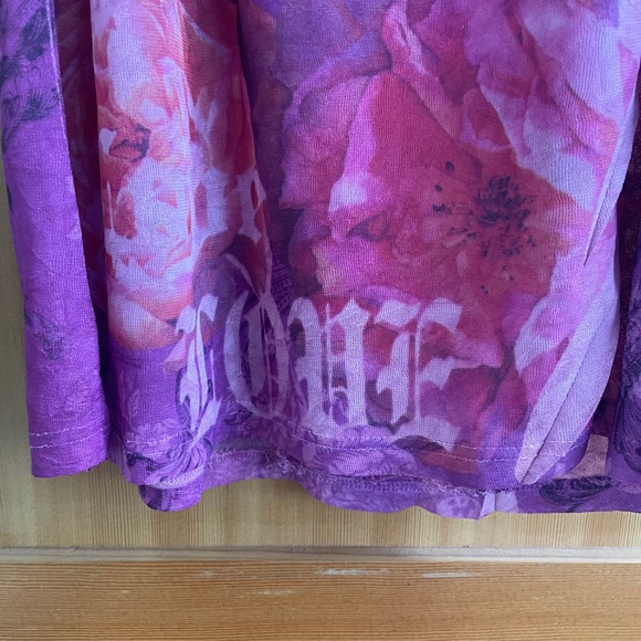 Y2K Sugar Tart Love Blouse Pink and Purple All Over Print - Picture 3 of 4